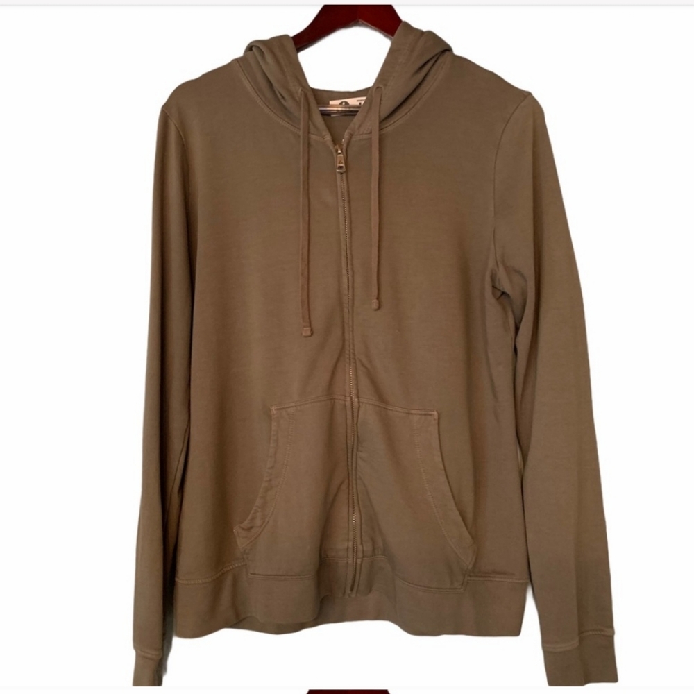 American Giant Zip Up Hoodie Large Stone Brown